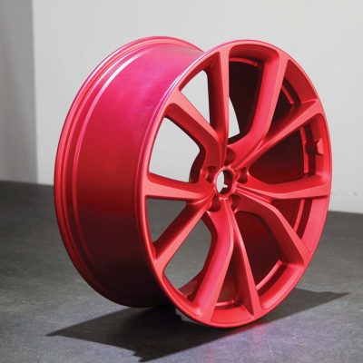 red anodised cnc machined automotive wheel