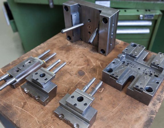 different components of an injection mould tool for plastic parts