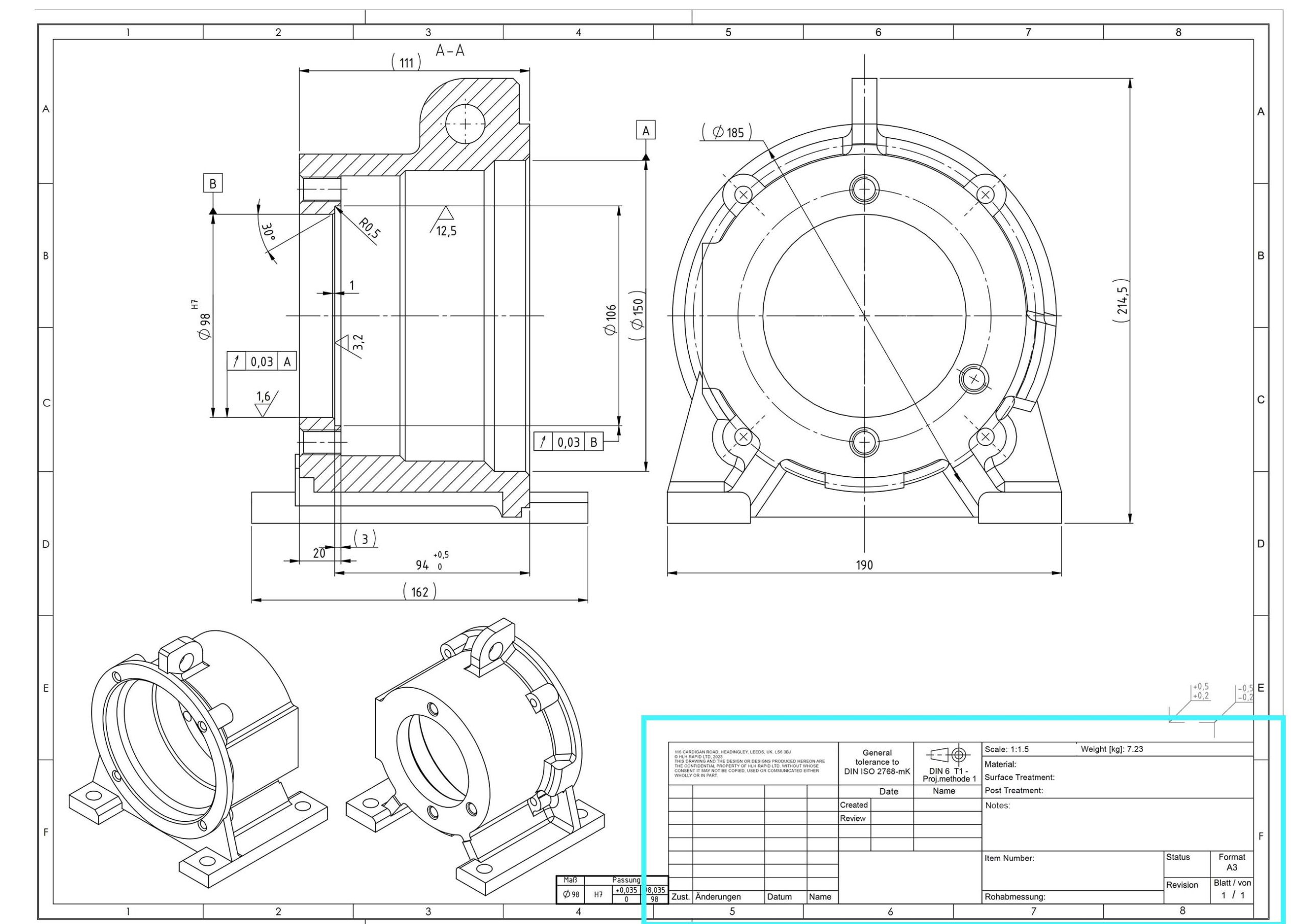 2D Technical Drawings CNC Machining Service