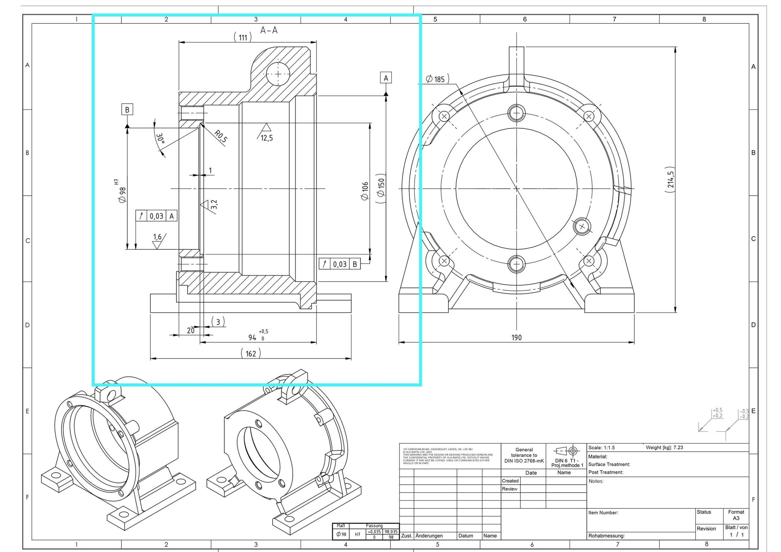 2D Technical Drawings CNC Machining Service