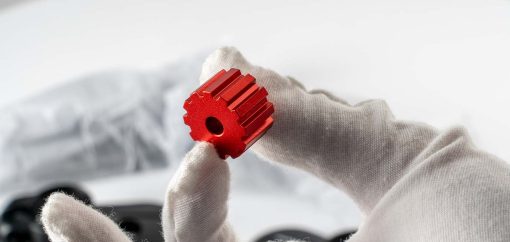 Example of red anodised CNC aluminium part