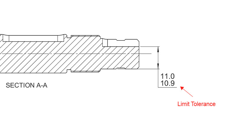 Limit tolerance in machining in 2D engineering drawing