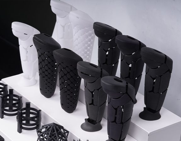 SLS 3D Printed Component with multiple surface finishes