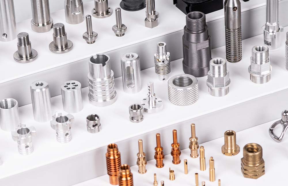 CNC turned precision metal parts with threads and tight tolerances