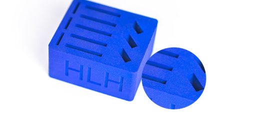 SLS 3D printed PA12 Nylon blue dye finish