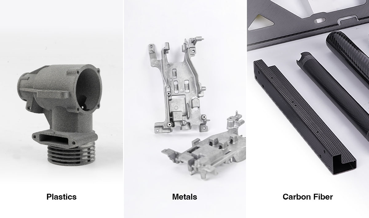 HLH Rapid Materials List and Spec Sheets for plastics, metals and carbon fiber / composites