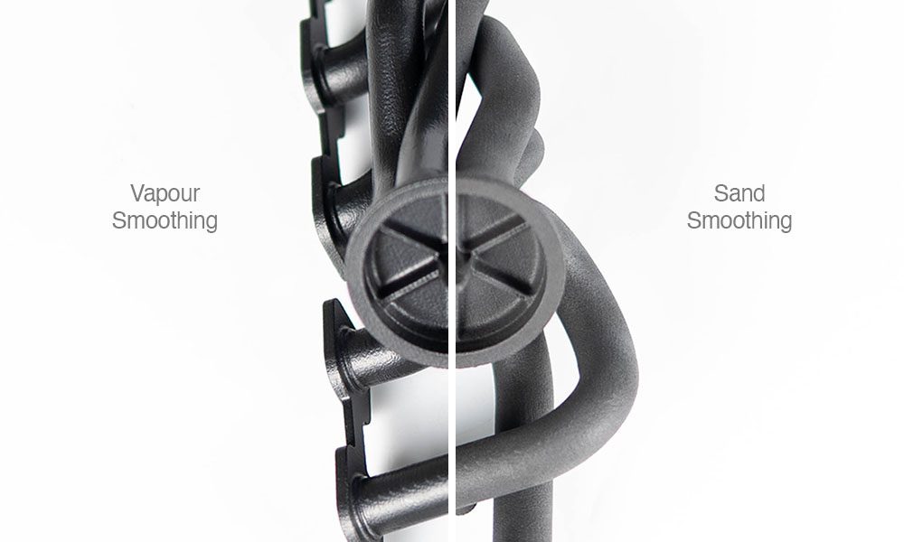 SLS 3D printing vapor smooth versus sand smoothing surface finish